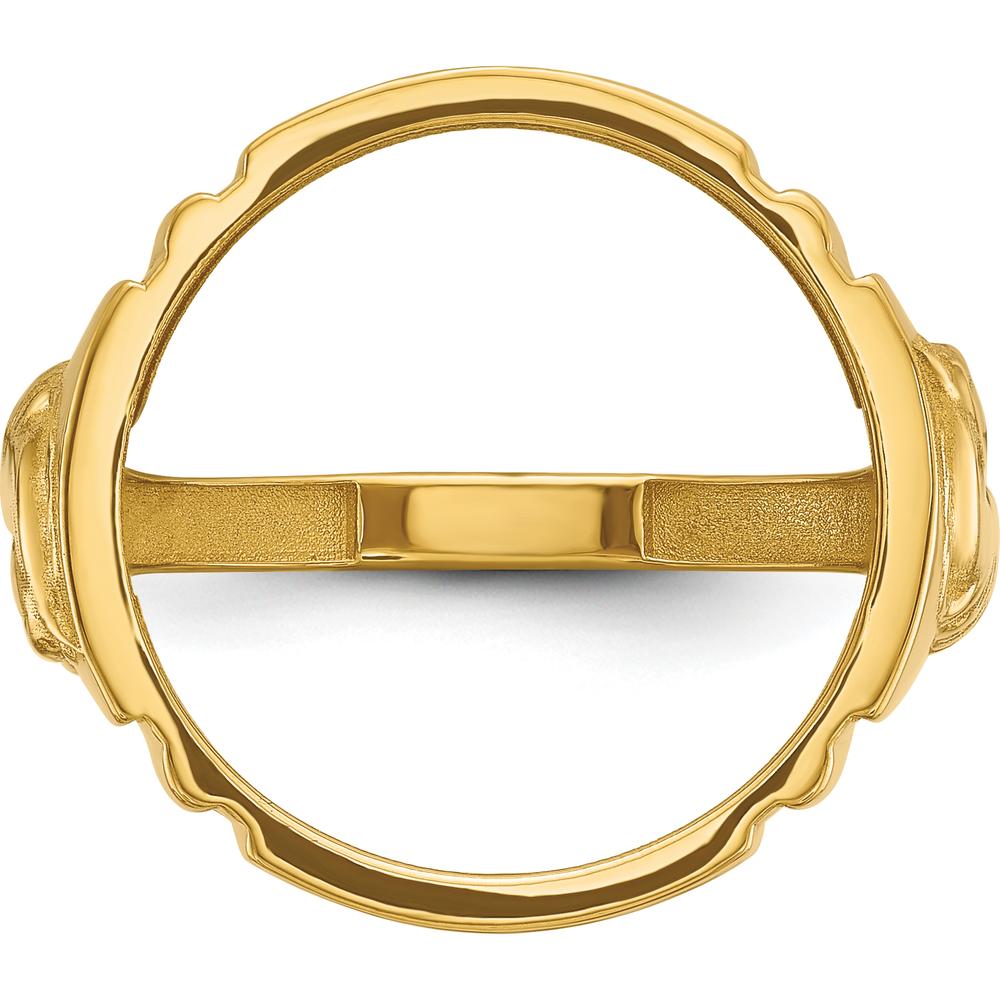 14K Yellow Gold Coin Bezel Ring for Men with Textured Sides - Holds 1/10 oz. American Eagle Coin by Numis Coin Jewelry