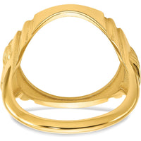 14K Yellow Gold Coin Bezel Ring for Men with Textured Sides - Holds 1/10 oz. American Eagle Coin by Numis Coin Jewelry