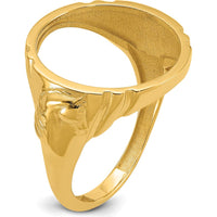 14K Yellow Gold Coin Bezel Ring for Men with Textured Sides - Holds 1/10 oz. American Eagle Coin by Numis Coin Jewelry