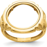 14K Yellow Gold Coin Bezel Ring for Men with Textured Sides - Holds 1/10 oz. American Eagle Coin by Numis Coin Jewelry