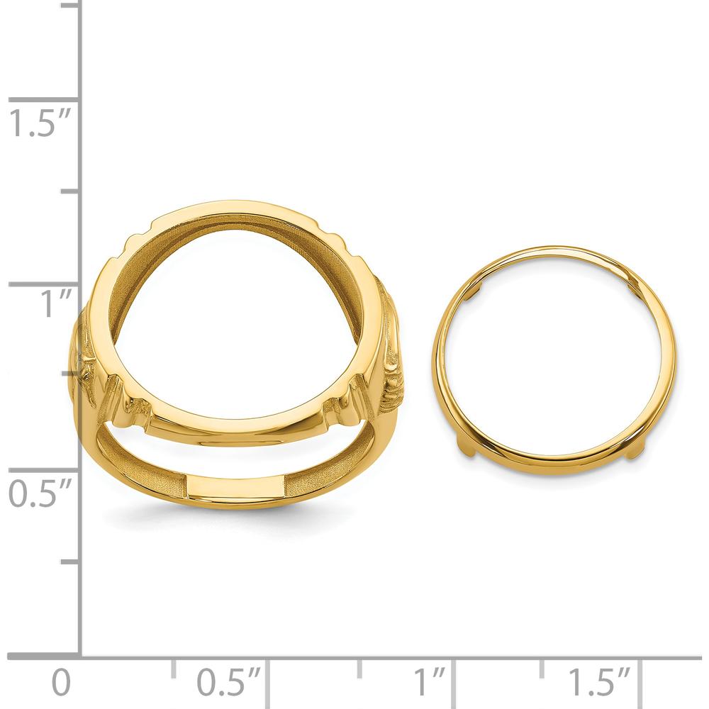 14K Yellow Gold Coin Bezel Ring for Men with Textured Sides - Holds 1/10 oz. American Eagle Coin by Numis Coin Jewelry