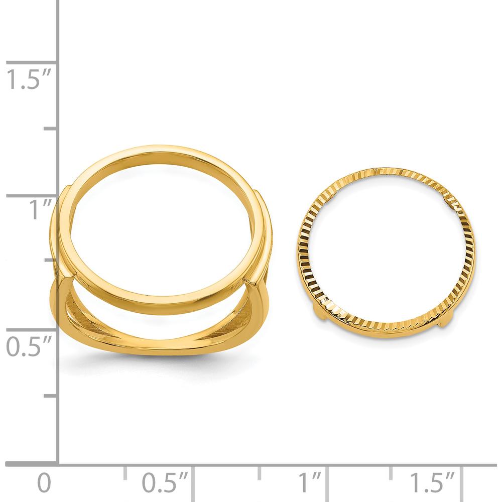 14K Yellow Gold Coin Bezel Ring - Holds 1/10 oz. American Eagle Coin by Numis Coin Jewelry