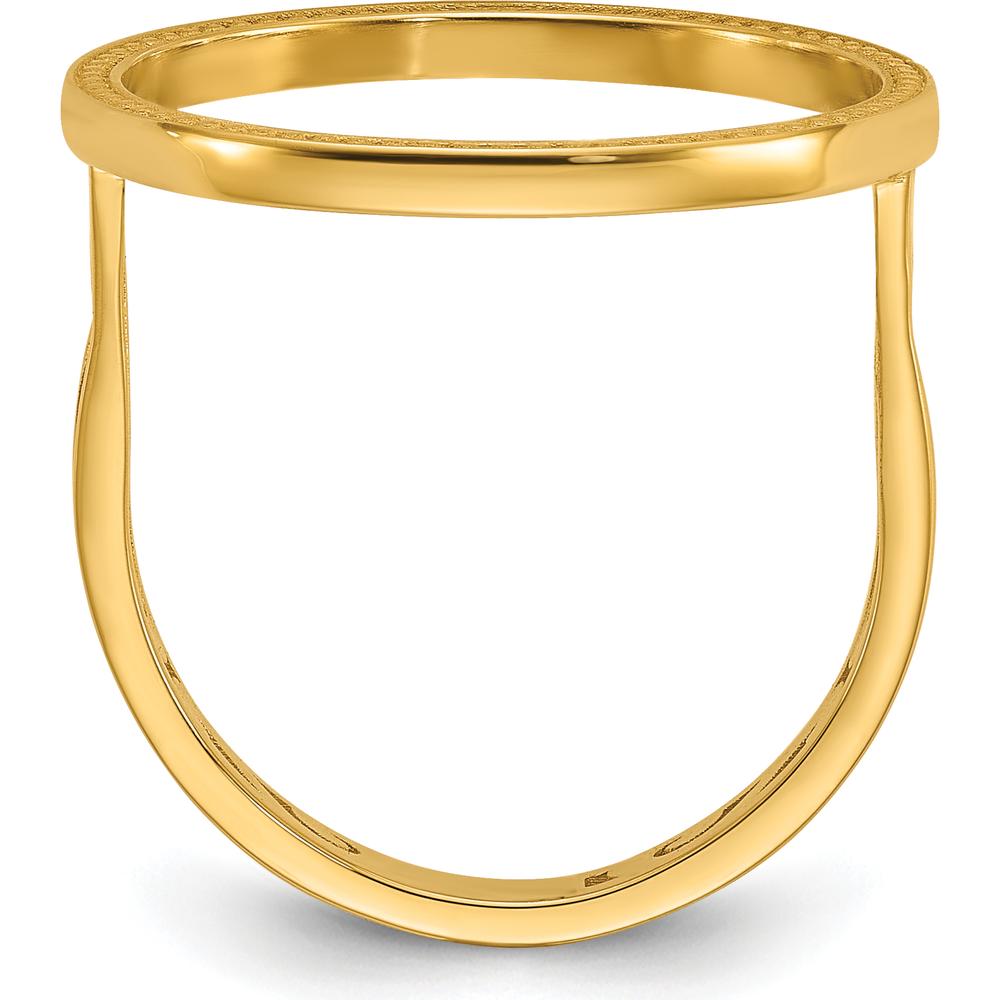 14K Yellow Gold Coin Bezel Ring with Diamond-cut Band and Filigree Sides by Numis Coin Jewelry