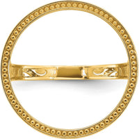 14K Yellow Gold Coin Bezel Ring with Diamond-cut Band and Filigree Sides by Numis Coin Jewelry