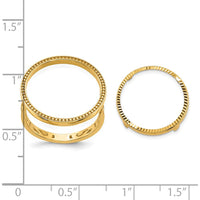 14K Yellow Gold Coin Bezel Ring with Diamond-cut Band and Filigree Sides by Numis Coin Jewelry