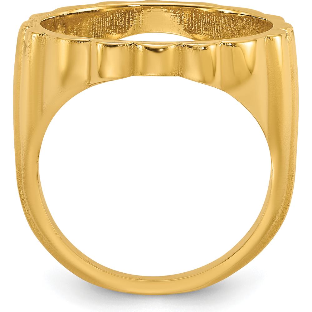 14K Yellow Gold Coin Bezel Ring with Diamond-Cut Fluted Design - Holds 1/10 oz. American Eagle Coin by Numis Coin Jewelry