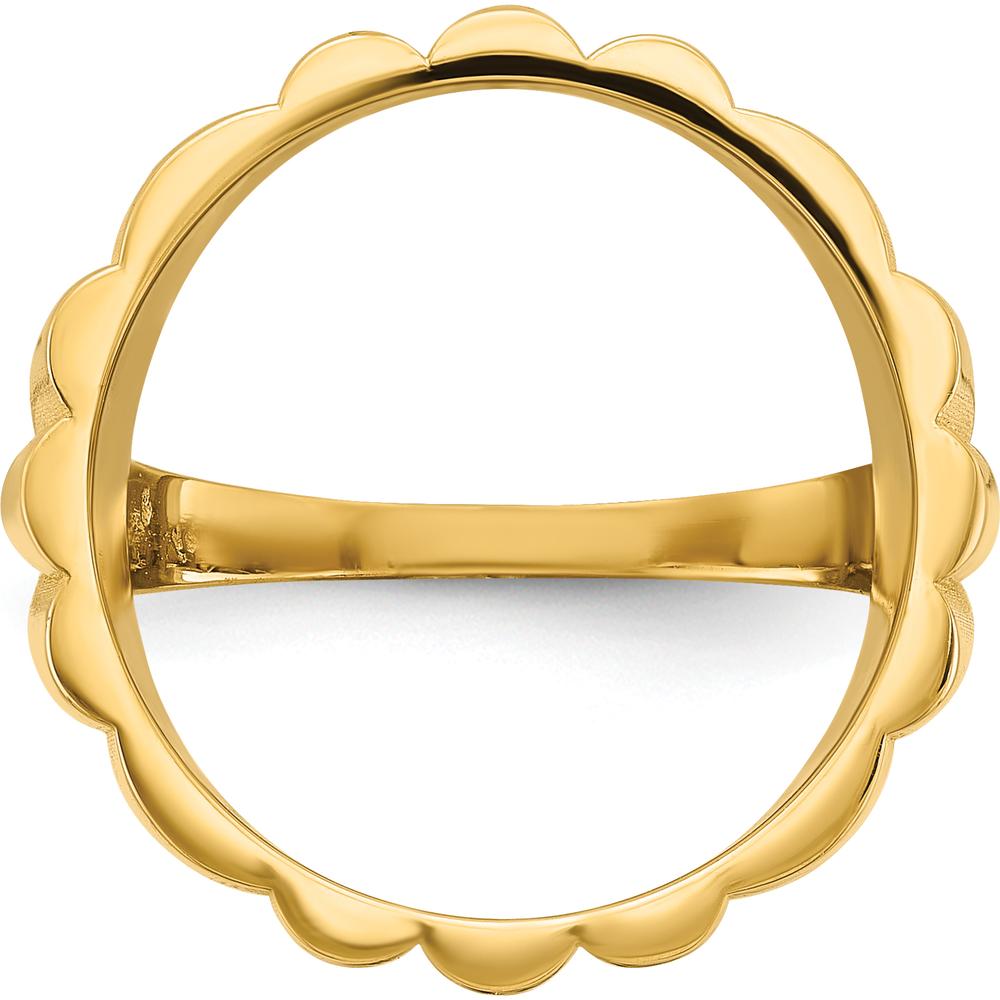14K Yellow Gold Coin Bezel Ring with Diamond-Cut Fluted Design - Holds 1/10 oz. American Eagle Coin by Numis Coin Jewelry