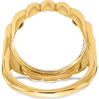 14K Yellow Gold Coin Bezel Ring with Diamond-Cut Fluted Design - Holds 1/10 oz. American Eagle Coin by Numis Coin Jewelry
