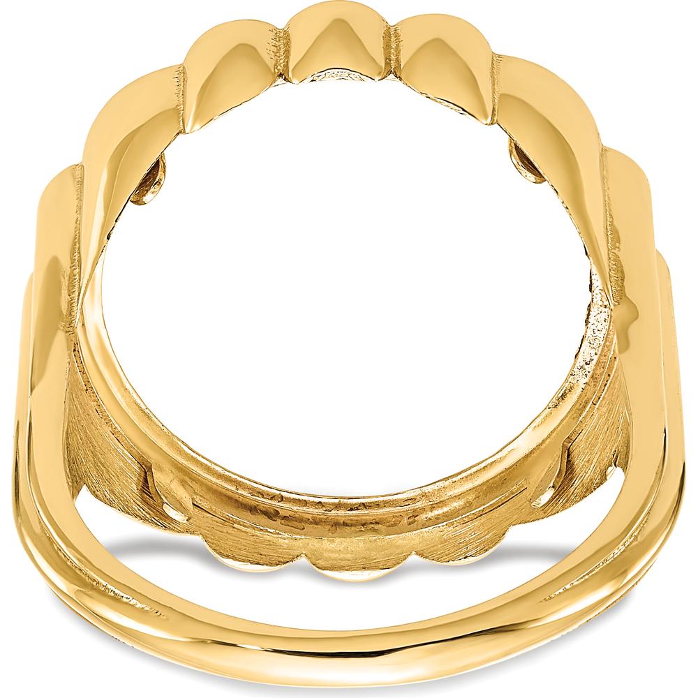 14K Yellow Gold Coin Bezel Ring with Diamond-Cut Fluted Design - Holds 1/10 oz. American Eagle Coin by Numis Coin Jewelry
