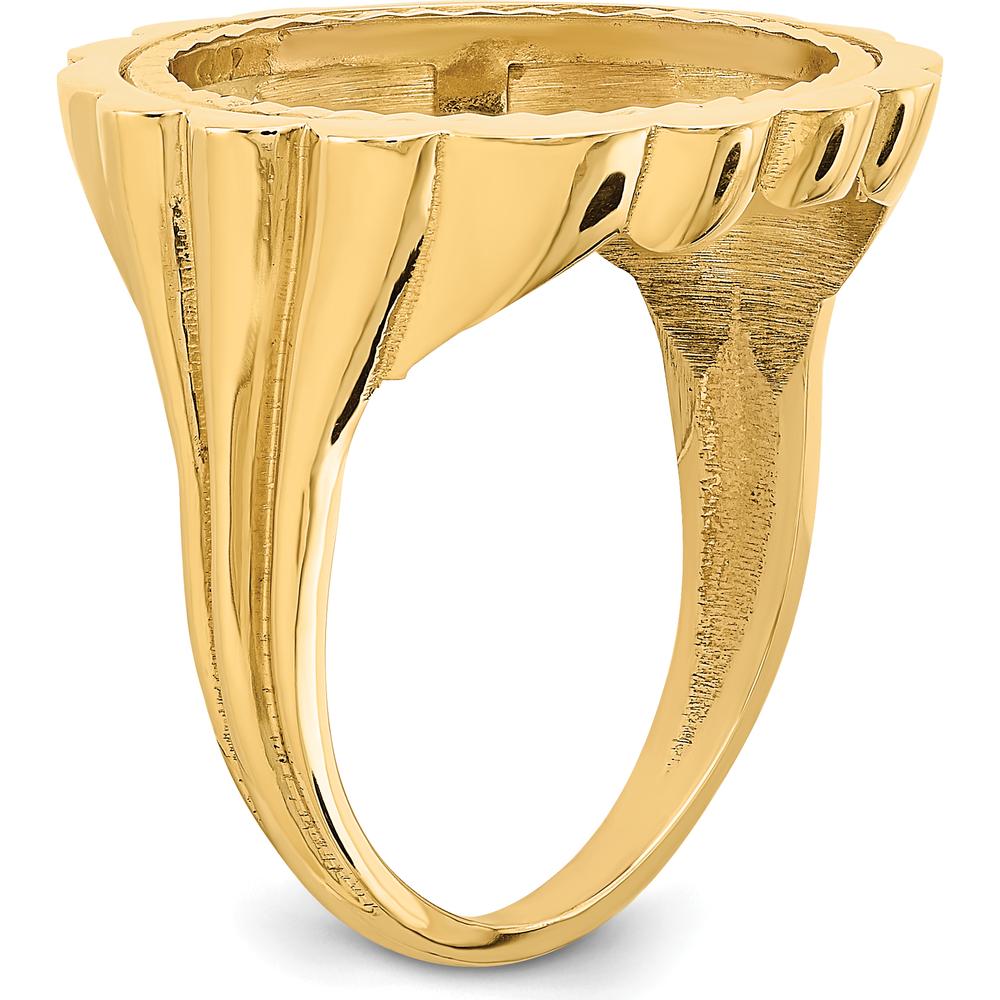 14K Yellow Gold Coin Bezel Ring with Diamond-Cut Fluted Design - Holds 1/10 oz. American Eagle Coin by Numis Coin Jewelry