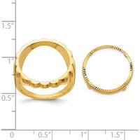 14K Yellow Gold Coin Bezel Ring with Diamond-Cut Fluted Design - Holds 1/10 oz. American Eagle Coin by Numis Coin Jewelry