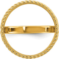 14K Yellow Gold Coin Bezel Ring with Diamond-Cut Scroll and Twisted Wire Design - Holds 1/10 oz. American Eagle Coin by Numis Coin Jewelry