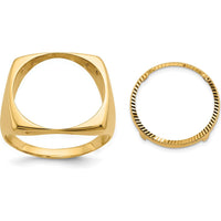 14K Yellow Gold Coin Bezel Ring with Diamond-Cut Texture - 18.25mm Ring Top Length by Numis Coin Jewelry