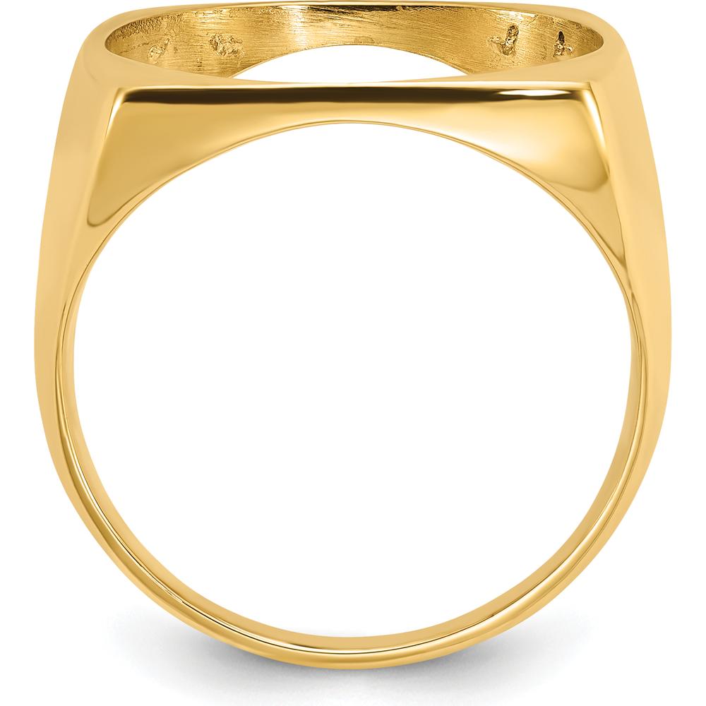 14K Yellow Gold Coin Bezel Ring with Diamond-Cut Texture - 18.25mm Ring Top Length by Numis Coin Jewelry