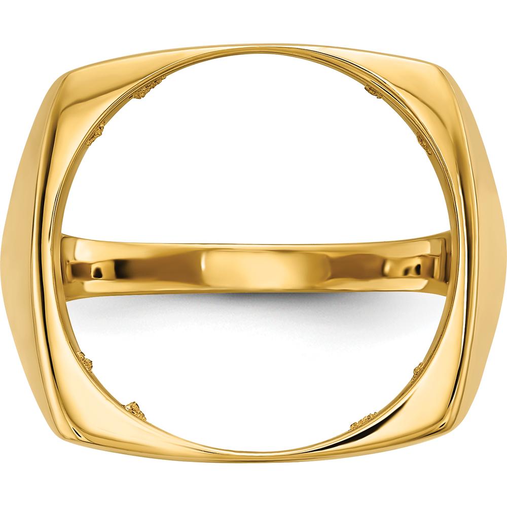 14K Yellow Gold Coin Bezel Ring with Diamond-Cut Texture - 18.25mm Ring Top Length by Numis Coin Jewelry