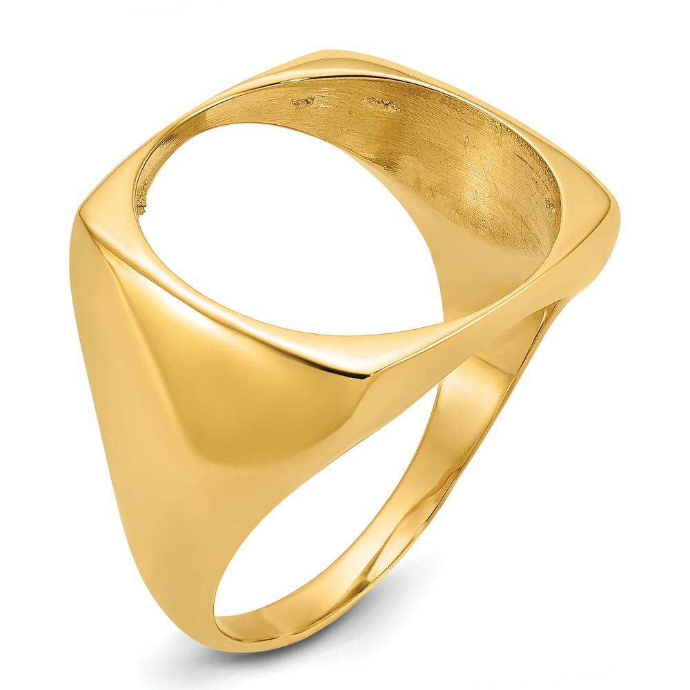 14K Yellow Gold Coin Bezel Ring with Diamond-Cut Texture - 18.25mm Ring Top Length by Numis Coin Jewelry