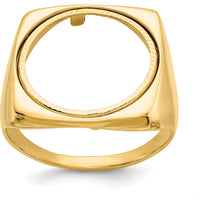 14K Yellow Gold Coin Bezel Ring with Diamond-Cut Texture - 18.25mm Ring Top Length by Numis Coin Jewelry