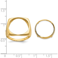 14K Yellow Gold Coin Bezel Ring with Diamond-Cut Texture - 18.25mm Ring Top Length by Numis Coin Jewelry