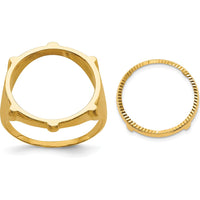 14K Yellow Gold Coin Bezel Ring with Polished and Diamond-Cut Fluted Detail for 1/10 oz. American Eagle Coin by Numis Coin Jewelry