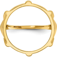 14K Yellow Gold Coin Bezel Ring with Polished and Diamond-Cut Fluted Detail for 1/10 oz. American Eagle Coin by Numis Coin Jewelry