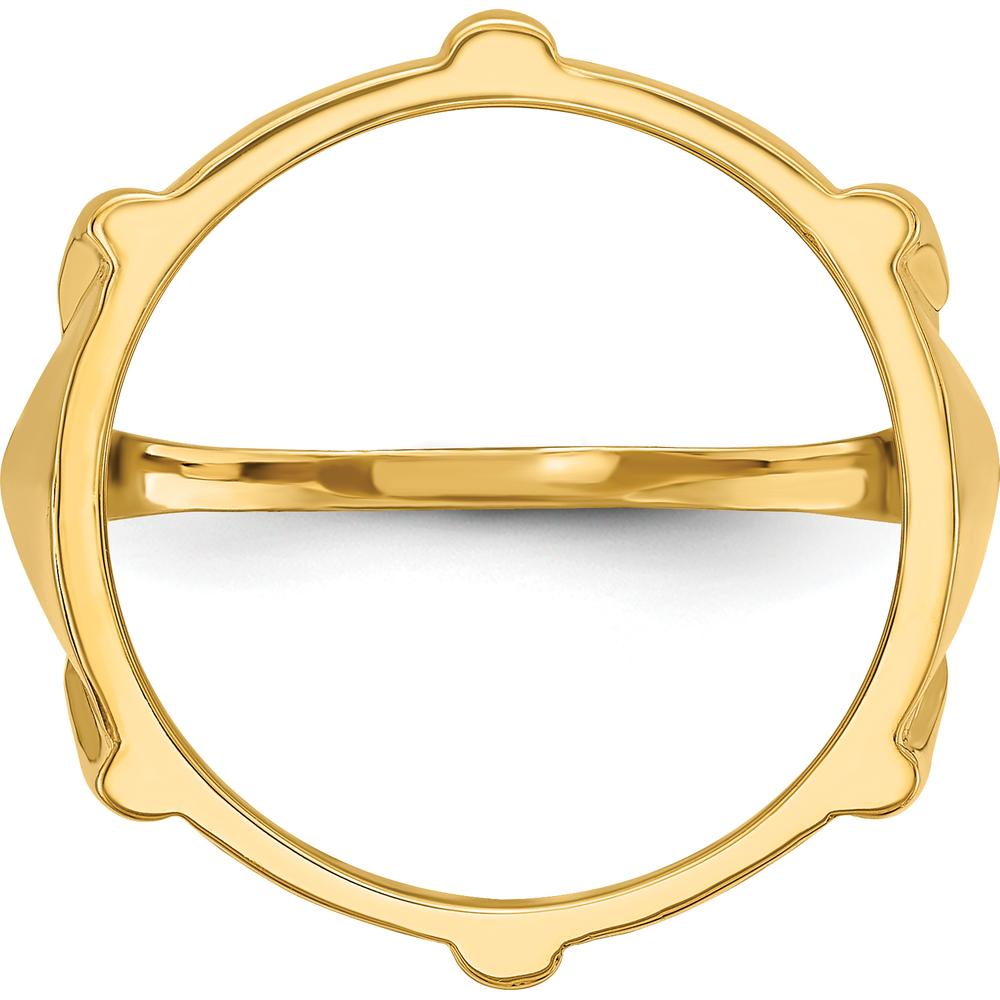 14K Yellow Gold Coin Bezel Ring with Polished and Diamond-Cut Fluted Detail for 1/10 oz. American Eagle Coin by Numis Coin Jewelry