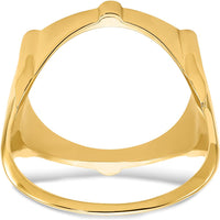 14K Yellow Gold Coin Bezel Ring with Polished and Diamond-Cut Fluted Detail for 1/10 oz. American Eagle Coin by Numis Coin Jewelry