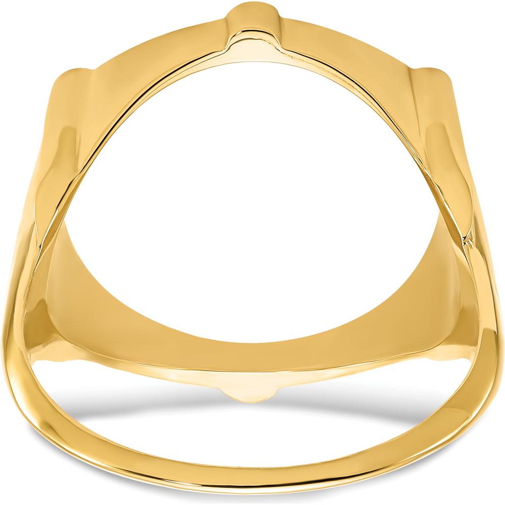 14K Yellow Gold Coin Bezel Ring with Polished and Diamond-Cut Fluted Detail for 1/10 oz. American Eagle Coin by Numis Coin Jewelry