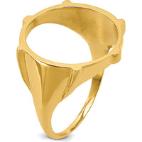 14K Yellow Gold Coin Bezel Ring with Polished and Diamond-Cut Fluted Detail for 1/10 oz. American Eagle Coin by Numis Coin Jewelry