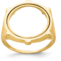 14K Yellow Gold Coin Bezel Ring with Polished and Diamond-Cut Fluted Detail for 1/10 oz. American Eagle Coin by Numis Coin Jewelry