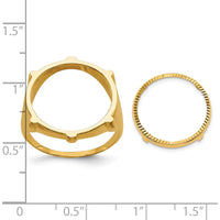 14K Yellow Gold Coin Bezel Ring with Polished and Diamond-Cut Fluted Detail for 1/10 oz. American Eagle Coin by Numis Coin Jewelry