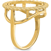 14K Yellow Gold Coin Bezel Ring with Polished Textured and Diamond-Cut Rope Edge - Holds 1/10 oz. American Eagle Coin by Numis Coin Jewelry