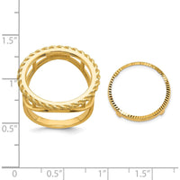 14K Yellow Gold Coin Bezel Ring with Polished Textured and Diamond-Cut Rope Edge - Holds 1/10 oz. American Eagle Coin by Numis Coin Jewelry