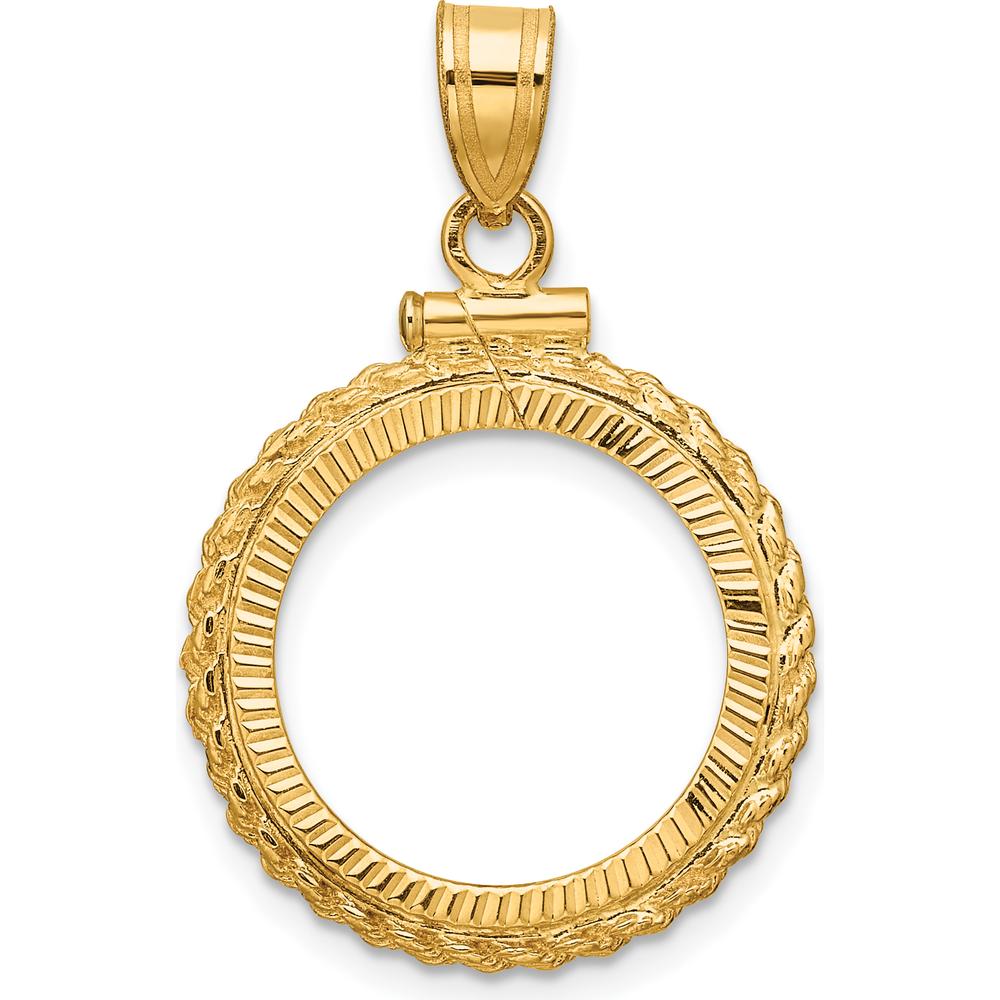 14K Yellow Gold Coin Pendant with Diamond-Cut Rope Design - Holds 1/10 oz. American Eagle Coin by Numis Coin Jewelry