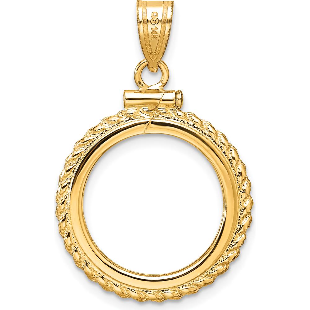 14K Yellow Gold Coin Pendant with Diamond-Cut Rope Design - Holds 1/10 oz. American Eagle Coin by Numis Coin Jewelry