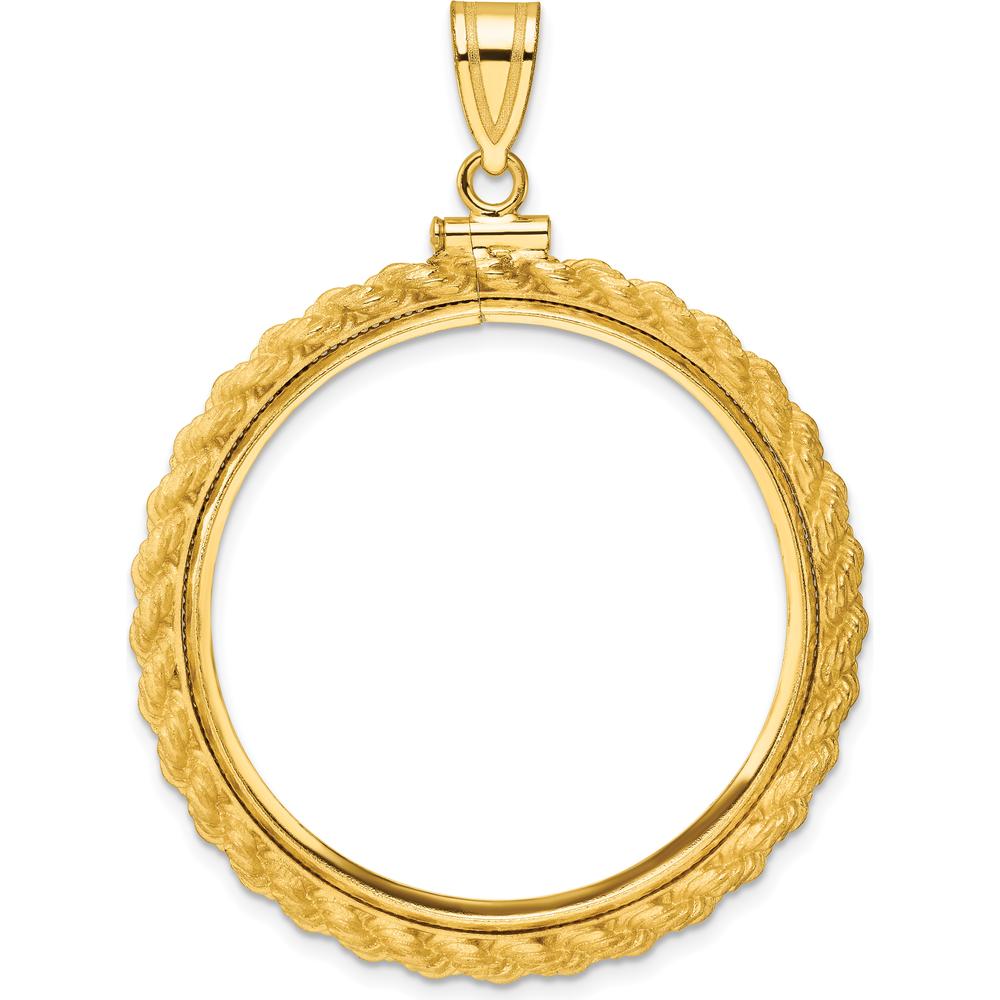 14K Yellow Gold Coin Pendant with Polished Casted Rope Bezel for 1 oz. Panda Coin by Numis Coin Jewelry