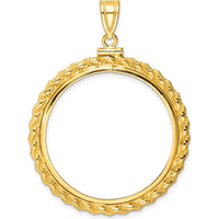 14K Yellow Gold Coin Pendant with Polished Casted Rope Bezel for 1 oz. Panda Coin by Numis Coin Jewelry
