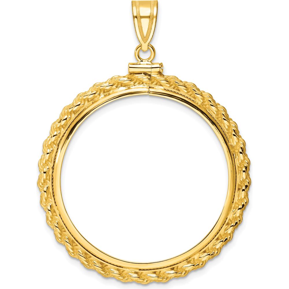 14K Yellow Gold Coin Pendant with Polished Casted Rope Bezel for 1 oz. Panda Coin by Numis Coin Jewelry