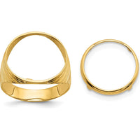14K Yellow Gold Coin Ring with Ribbed Edge and Bezel Setting - Fits 1/10 oz. American Eagle Coin by Numis Coin Jewelry
