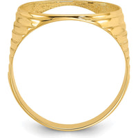 14K Yellow Gold Coin Ring with Ribbed Edge and Bezel Setting - Fits 1/10 oz. American Eagle Coin by Numis Coin Jewelry