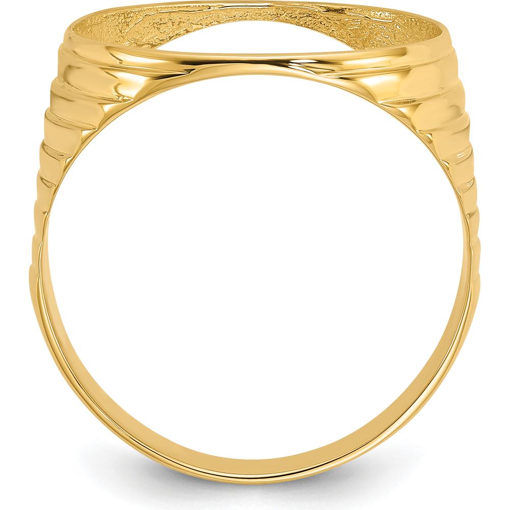 14K Yellow Gold Coin Ring with Ribbed Edge and Bezel Setting - Fits 1/10 oz. American Eagle Coin by Numis Coin Jewelry