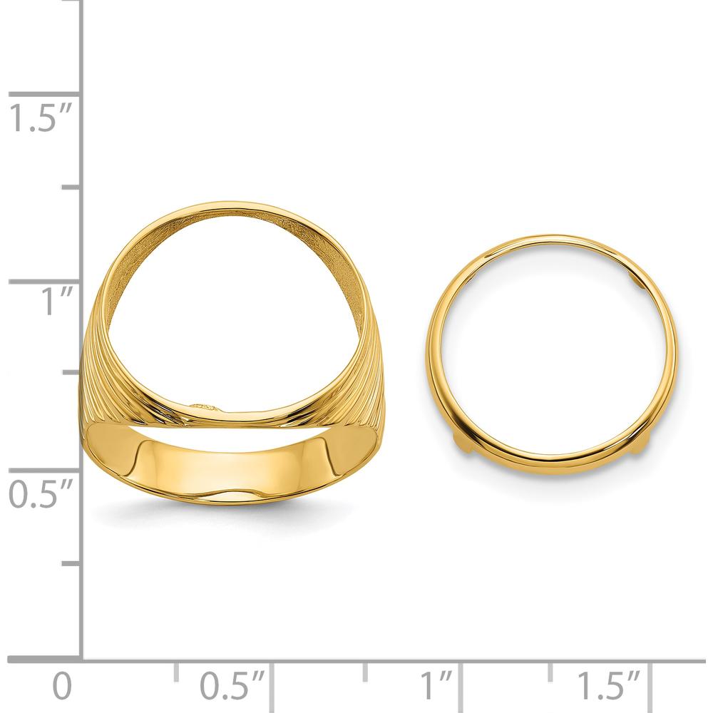 14K Yellow Gold Coin Ring with Ribbed Edge and Bezel Setting - Fits 1/10 oz. American Eagle Coin by Numis Coin Jewelry