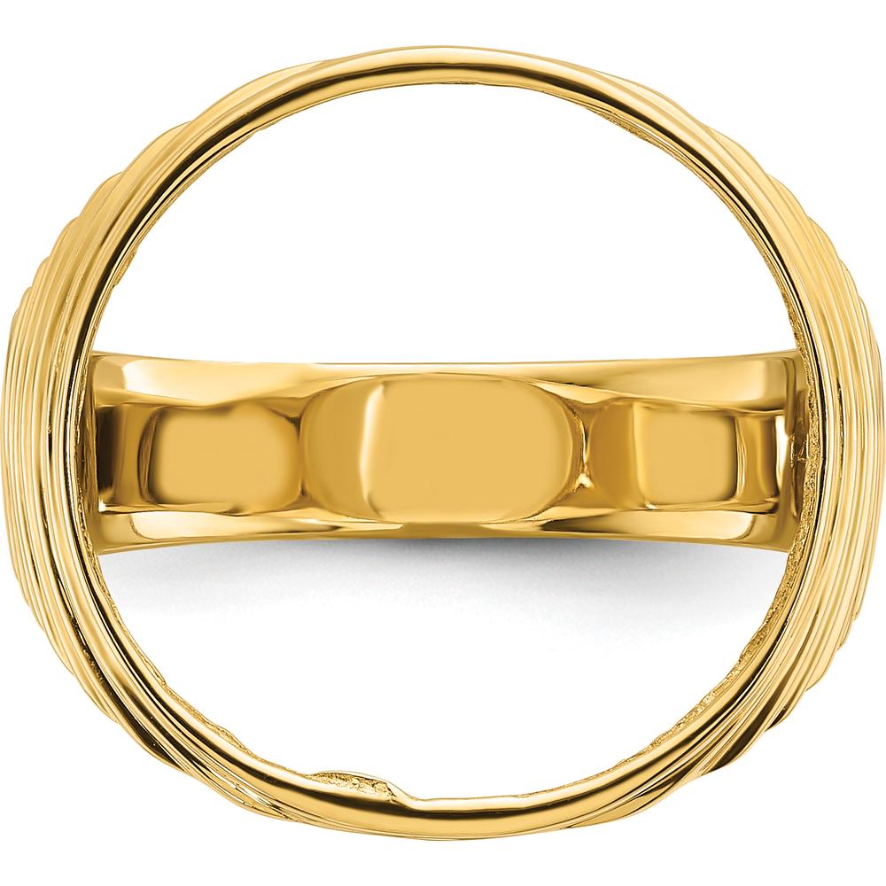 14K Yellow Gold Coin Ring with Ribbed Edge and Bezel Setting - Fits 1/10 oz. American Eagle Coin by Numis Coin Jewelry