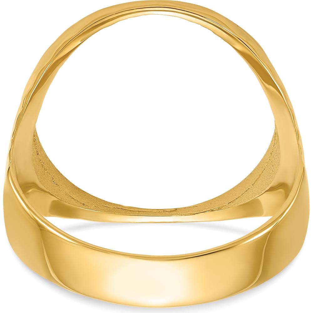 14K Yellow Gold Coin Ring with Ribbed Edge and Bezel Setting - Fits 1/10 oz. American Eagle Coin by Numis Coin Jewelry