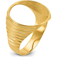 14K Yellow Gold Coin Ring with Ribbed Edge and Bezel Setting - Fits 1/10 oz. American Eagle Coin by Numis Coin Jewelry