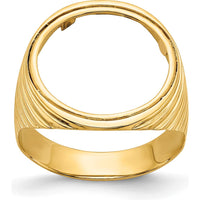 14K Yellow Gold Coin Ring with Ribbed Edge and Bezel Setting - Fits 1/10 oz. American Eagle Coin by Numis Coin Jewelry