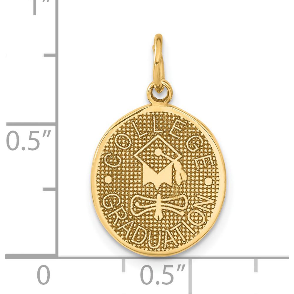 14K Yellow Gold College Graduation Charm with Graduation Cap and Scroll Design - 23mm Length by Oro Pregiato
