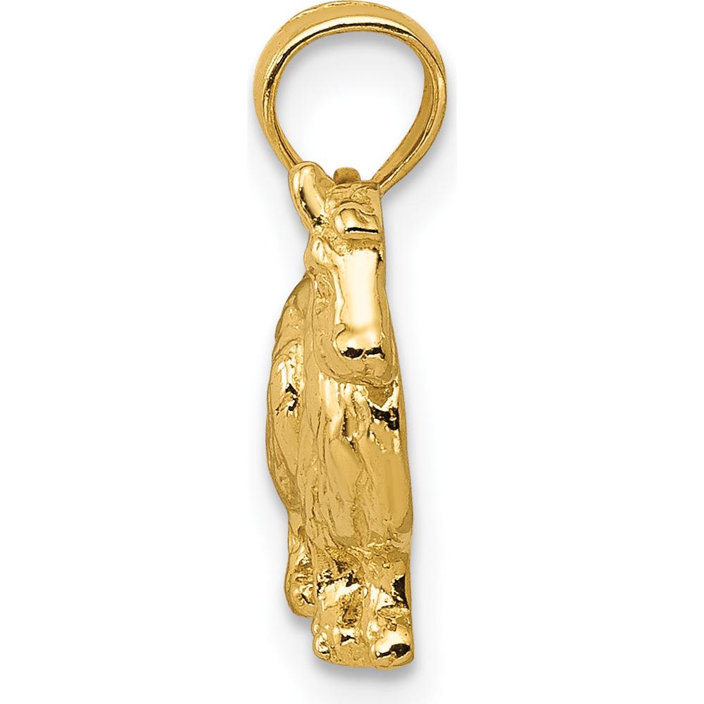 14K Yellow Gold Collie Dog Pendant - Textured, Polished Finish by Oro Pregiato