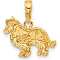14K Yellow Gold Collie Dog Pendant - Textured, Polished Finish by Oro Pregiato