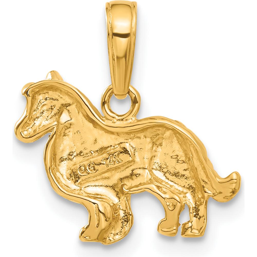 14K Yellow Gold Collie Dog Pendant - Textured, Polished Finish by Oro Pregiato