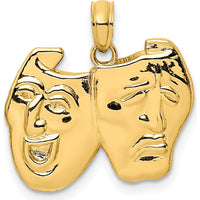 14K Yellow Gold Comedy/Tragedy Themed Pendant Charm - 19.3mm x 14.9mm by Oro Pregiato